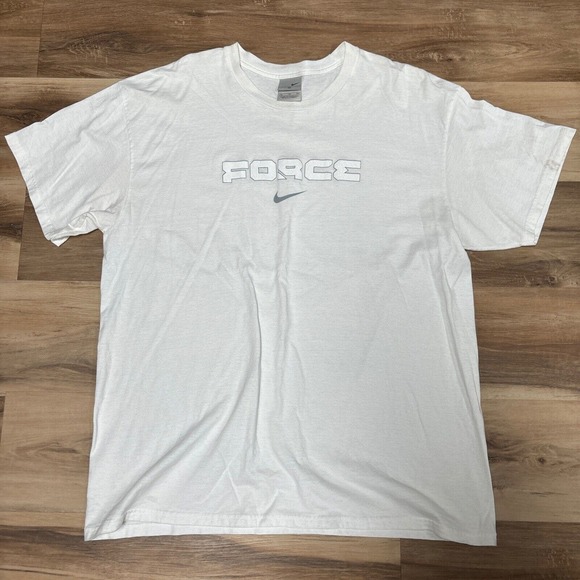 Vintage 90s Nike Force Shirt Mens XL Gray Tag Center Swoosh Puff Print - Picture 2 of 11